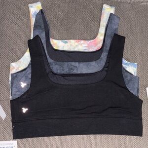 Old Navy Set of Three Girls Sports Bras - Black, Tie-Dye, and Gray/Navy NWT